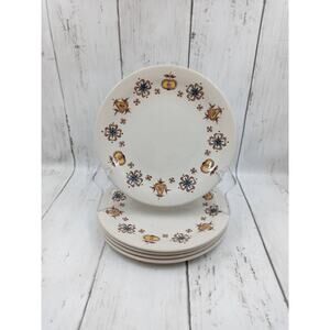Vtg Lancaster Bread dessert Plates Johnson Bros Brown Fruits and Flowers